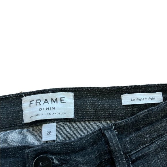 Frame Le High Straight Raw Edge Jeans Ironsides - Picture 5 of 10